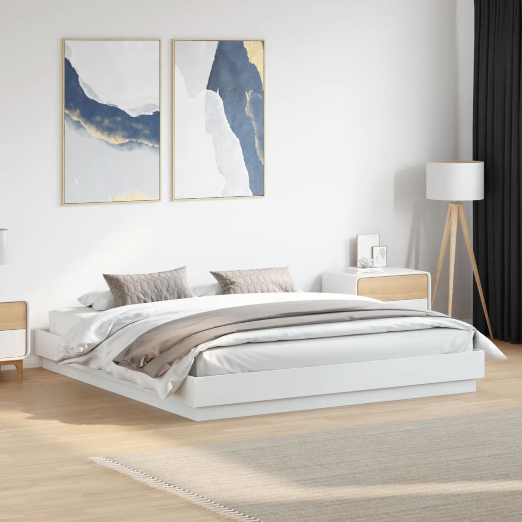 Cadre de lit sans matelas blanc 200x200 cm