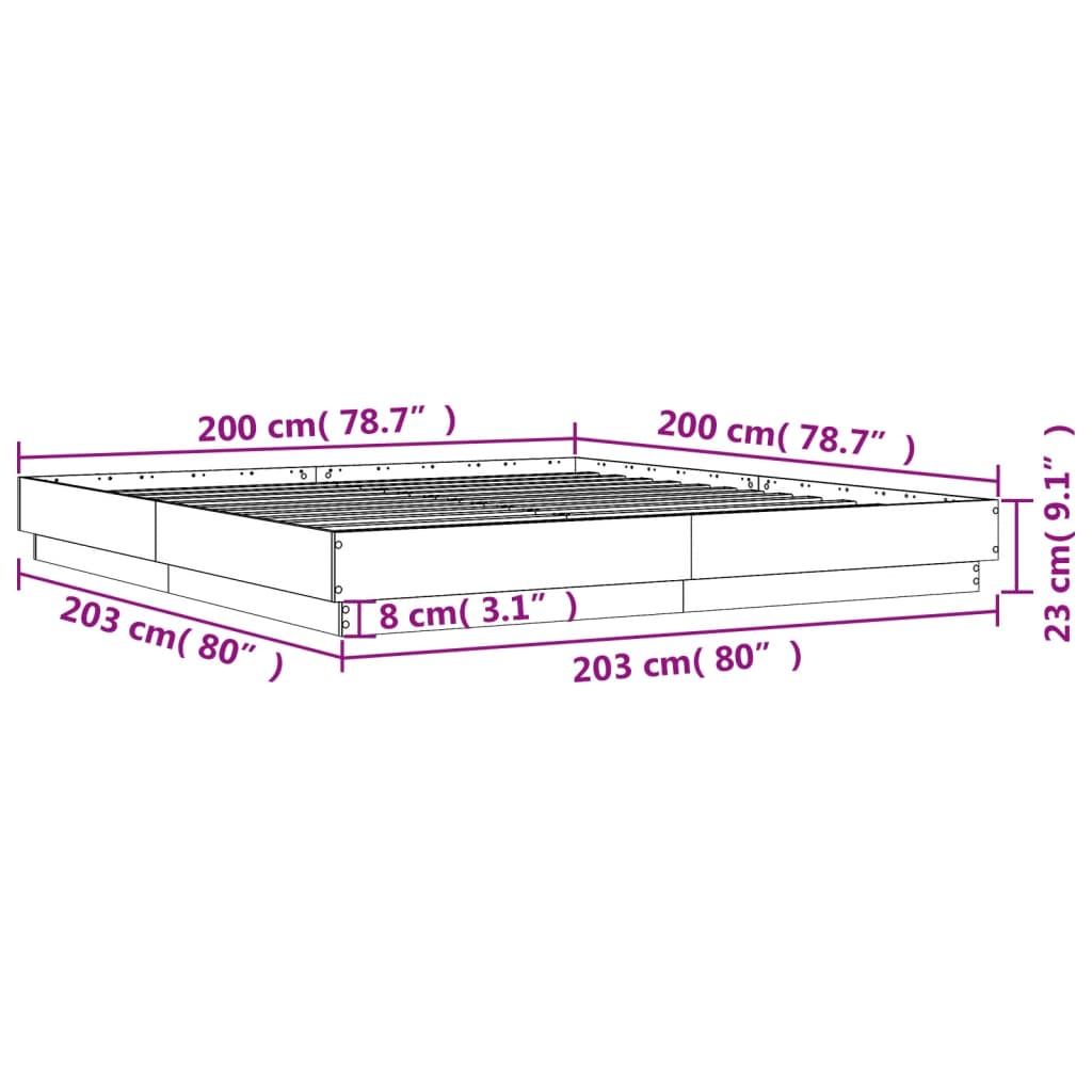 Cadre de lit sans matelas noir 200x200 cm