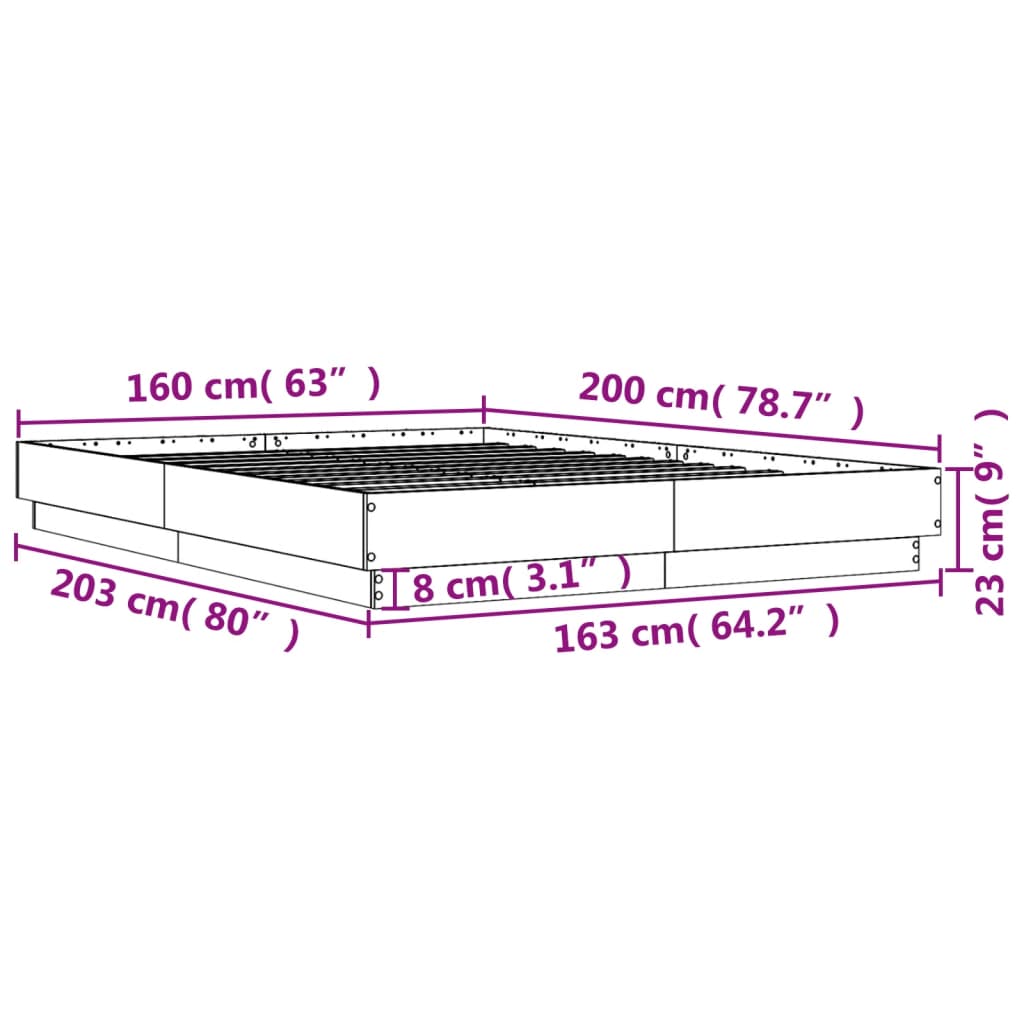 Cadre de lit sans matelas blanc 160x200 cm