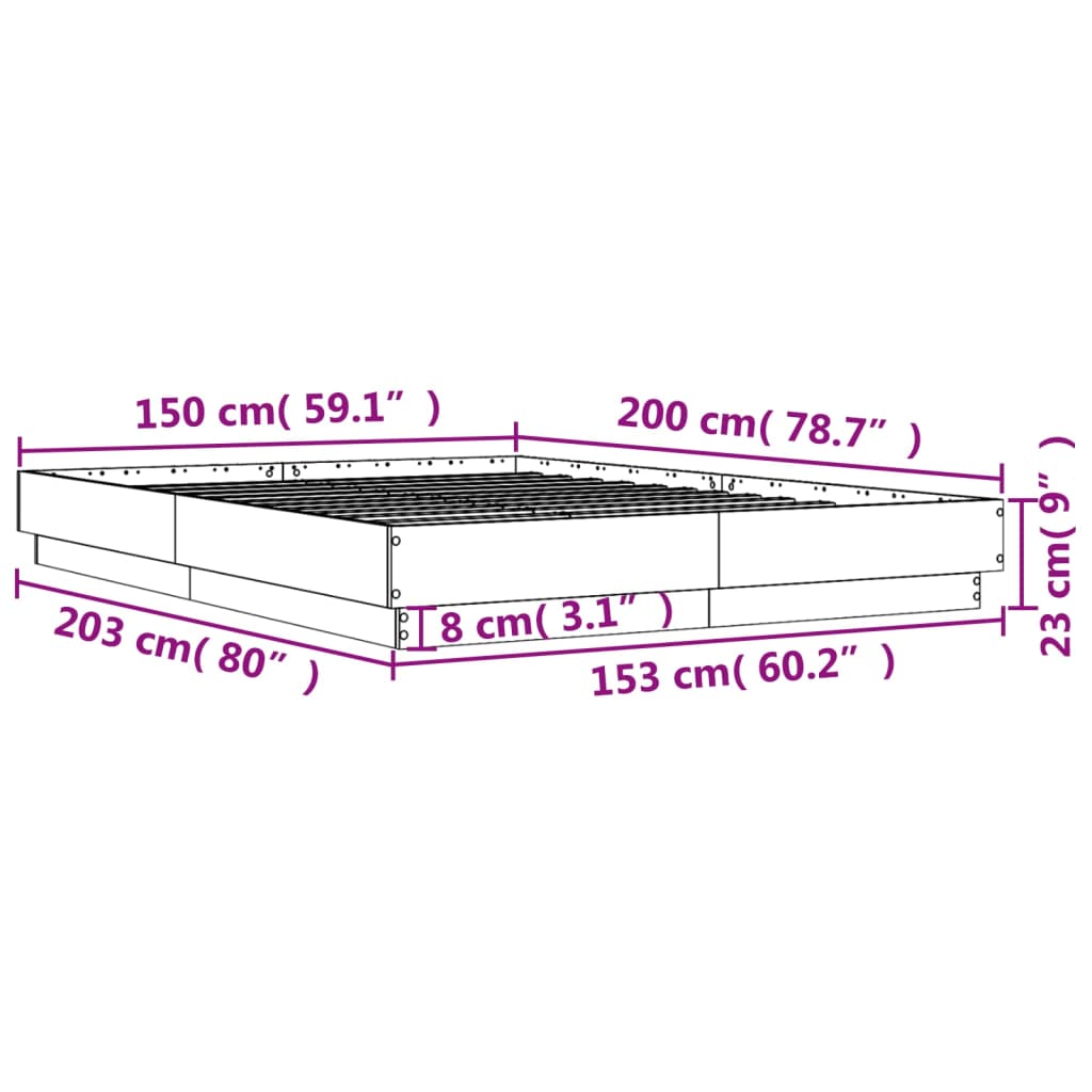 Cadre de lit sans matelas blanc 150x200 cm