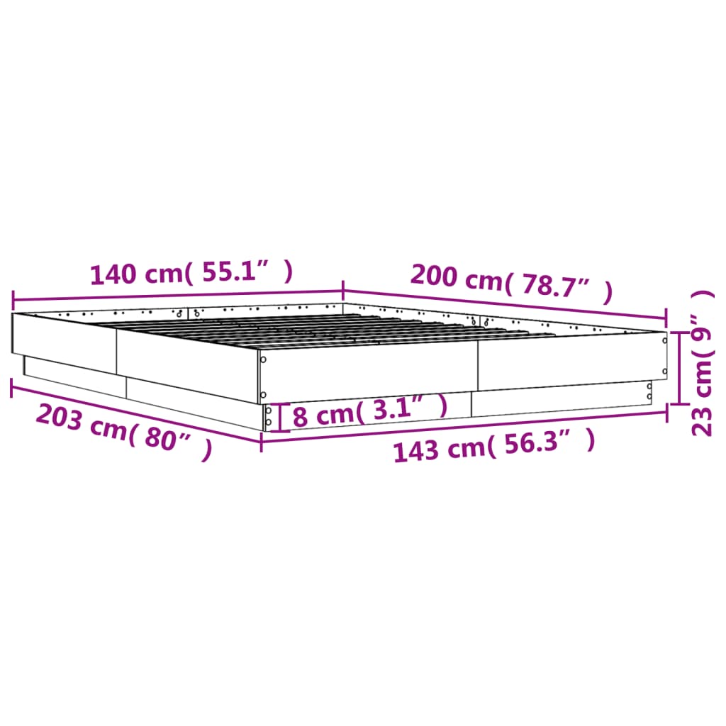 Cadre de lit sans matelas blanc 140x200 cm