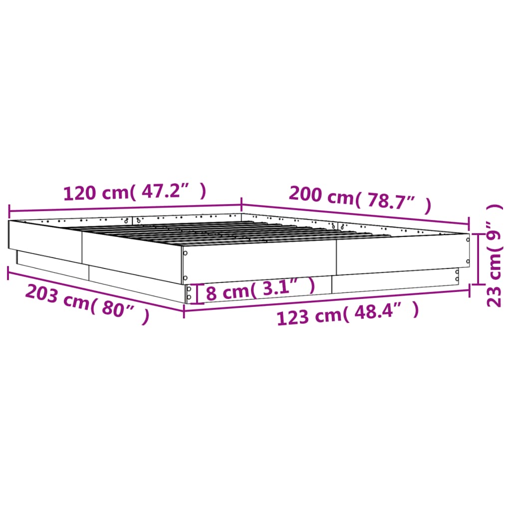 Cadre de lit sans matelas blanc 120x200 cm