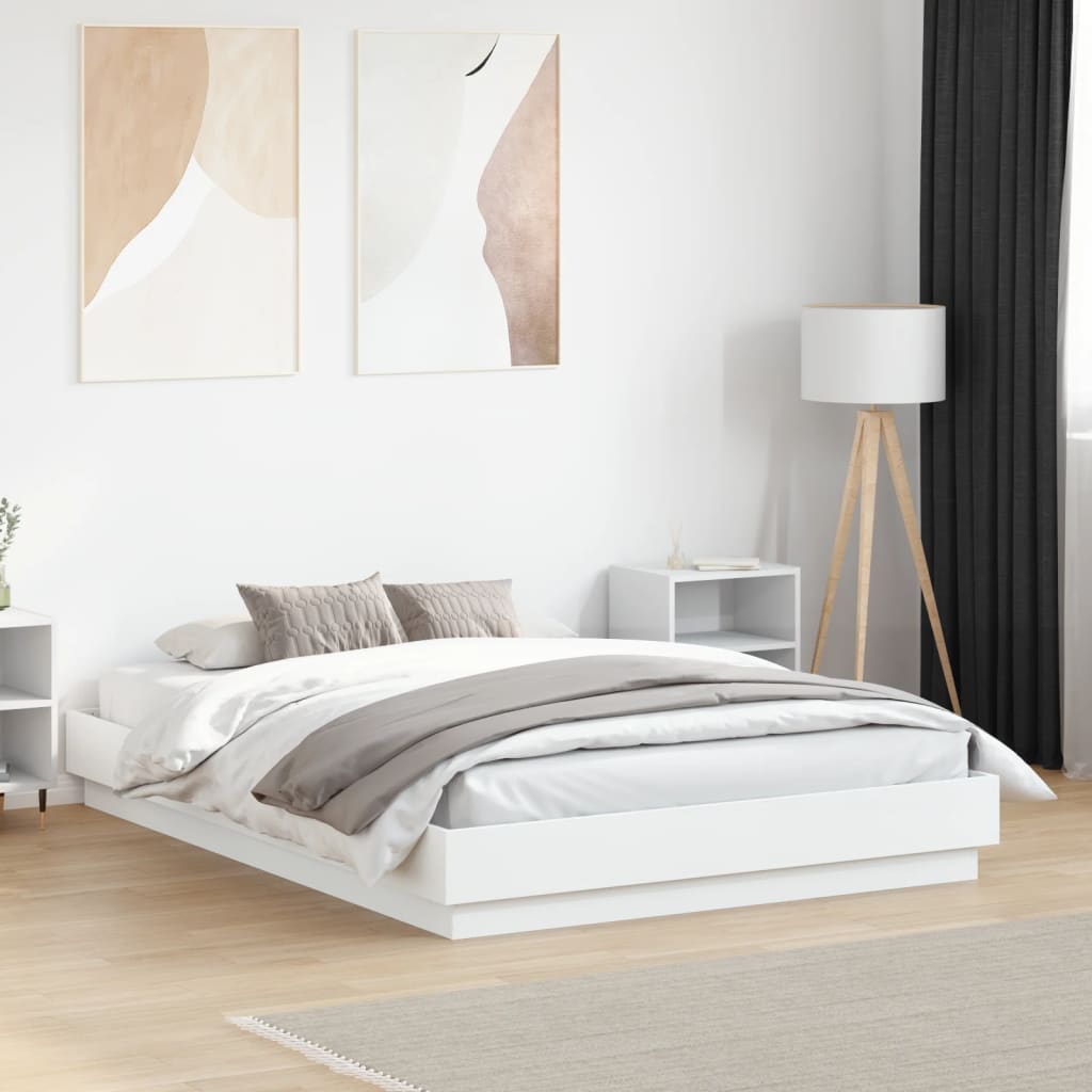 Cadre de lit sans matelas blanc 140x190 cm