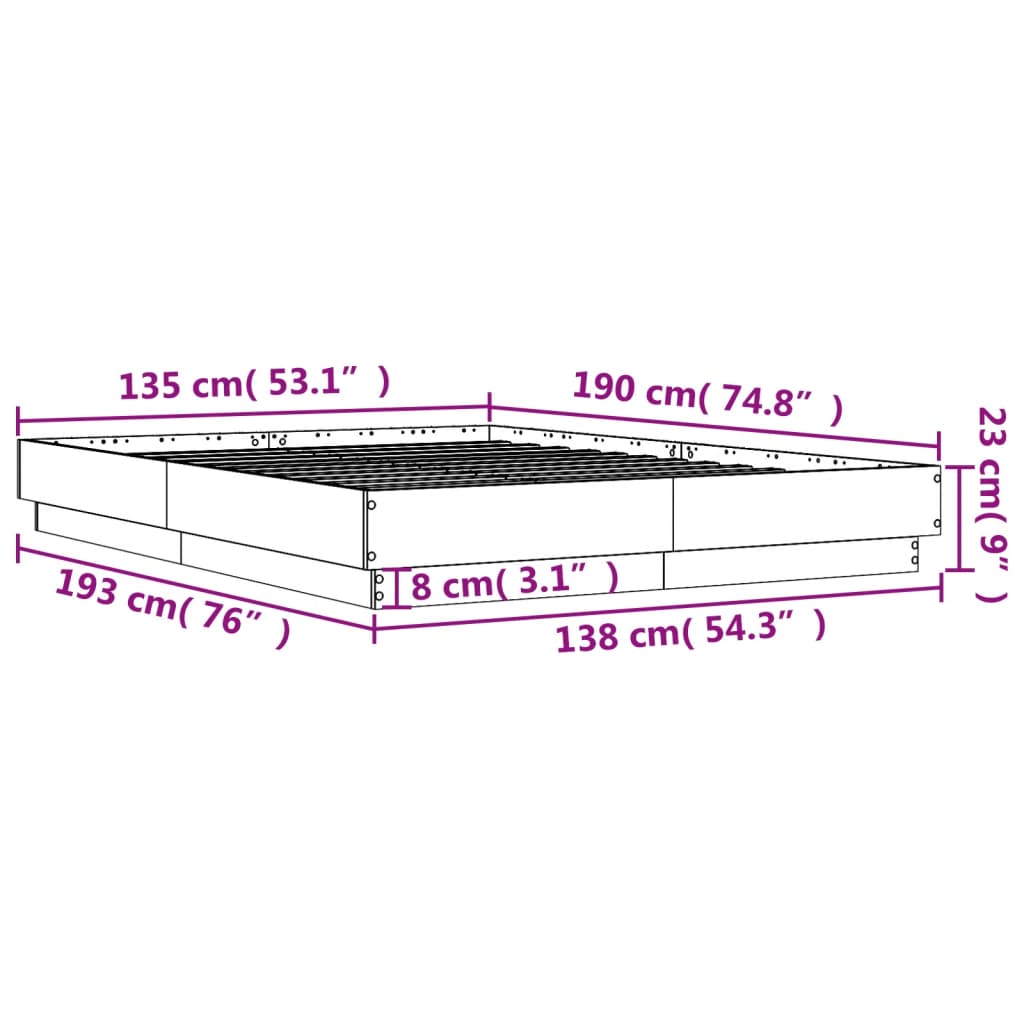 Cadre de lit sans matelas blanc 135x190 cm