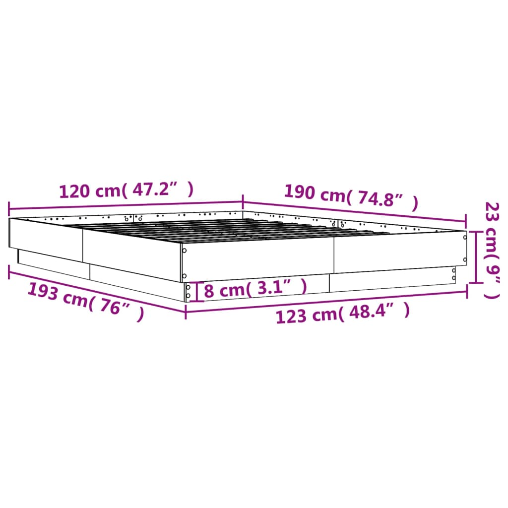 Cadre de lit sans matelas blanc 120x190 cm