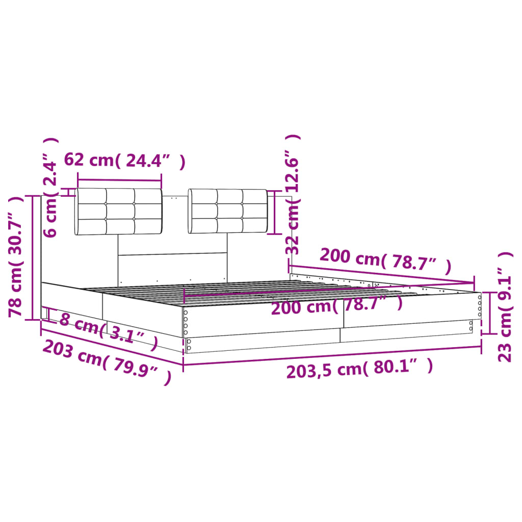 Bed frame without mattress white 200x200 cm