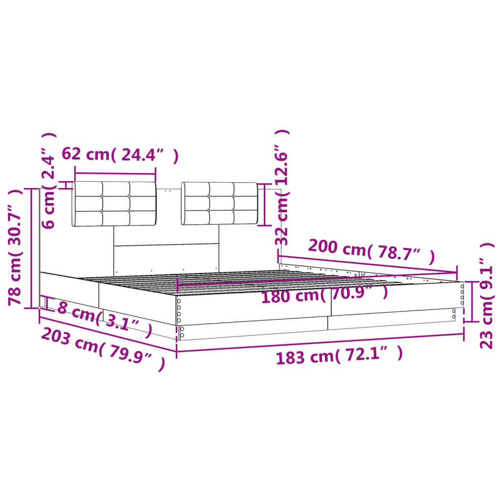 Cadre de lit sans matelas blanc 180x200 cm