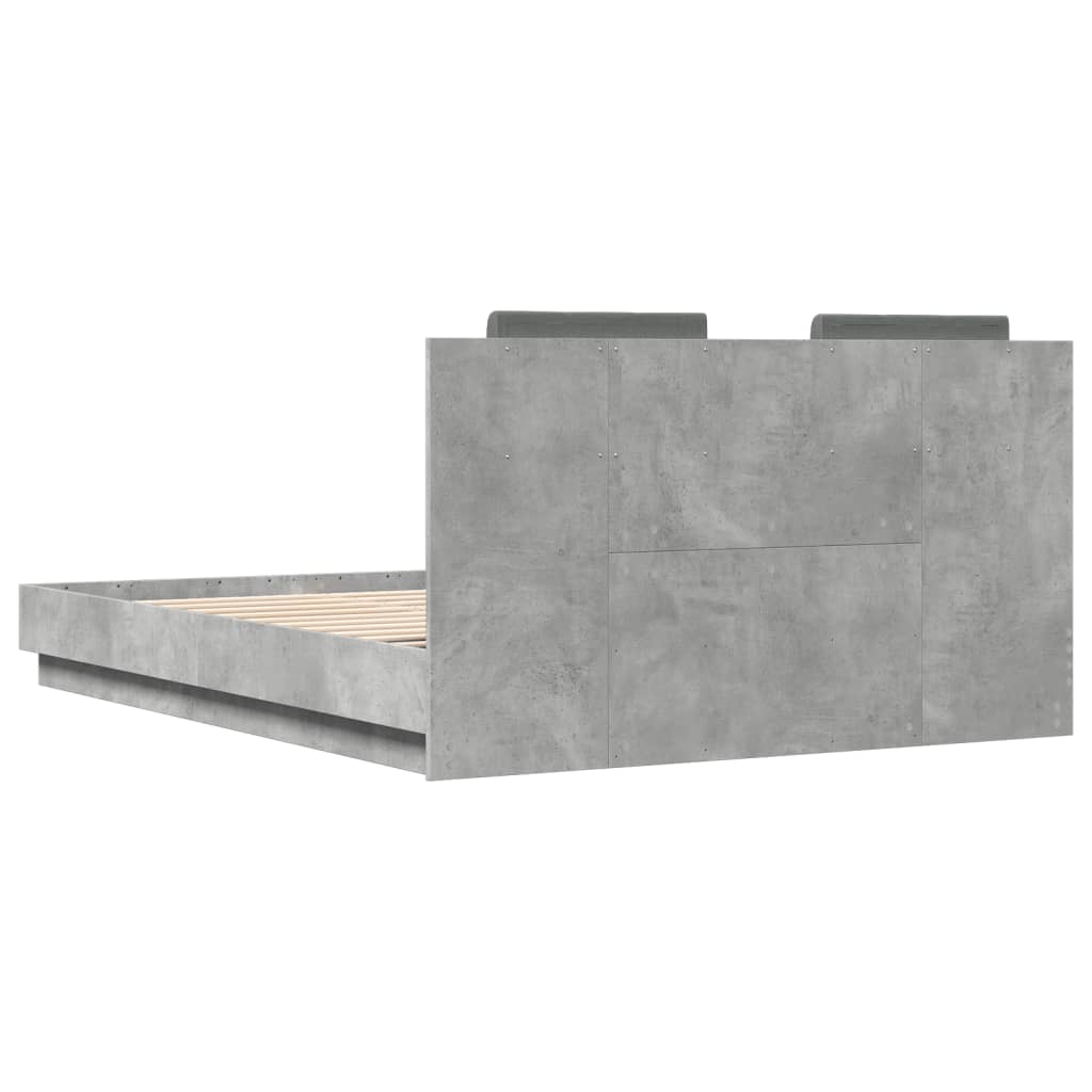 Cadre de lit sans matelas gris béton 150x200 cm