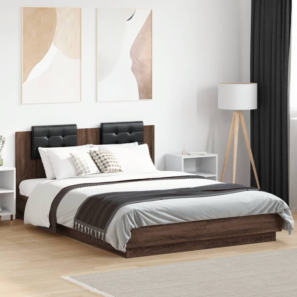 Cadre de lit sans matelas chêne marron 150x200 cm