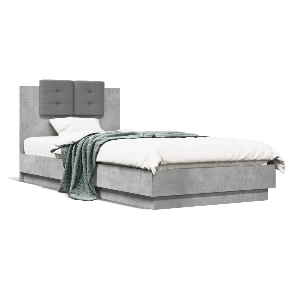 Cadre de lit sans matelas gris béton 90x200 cm