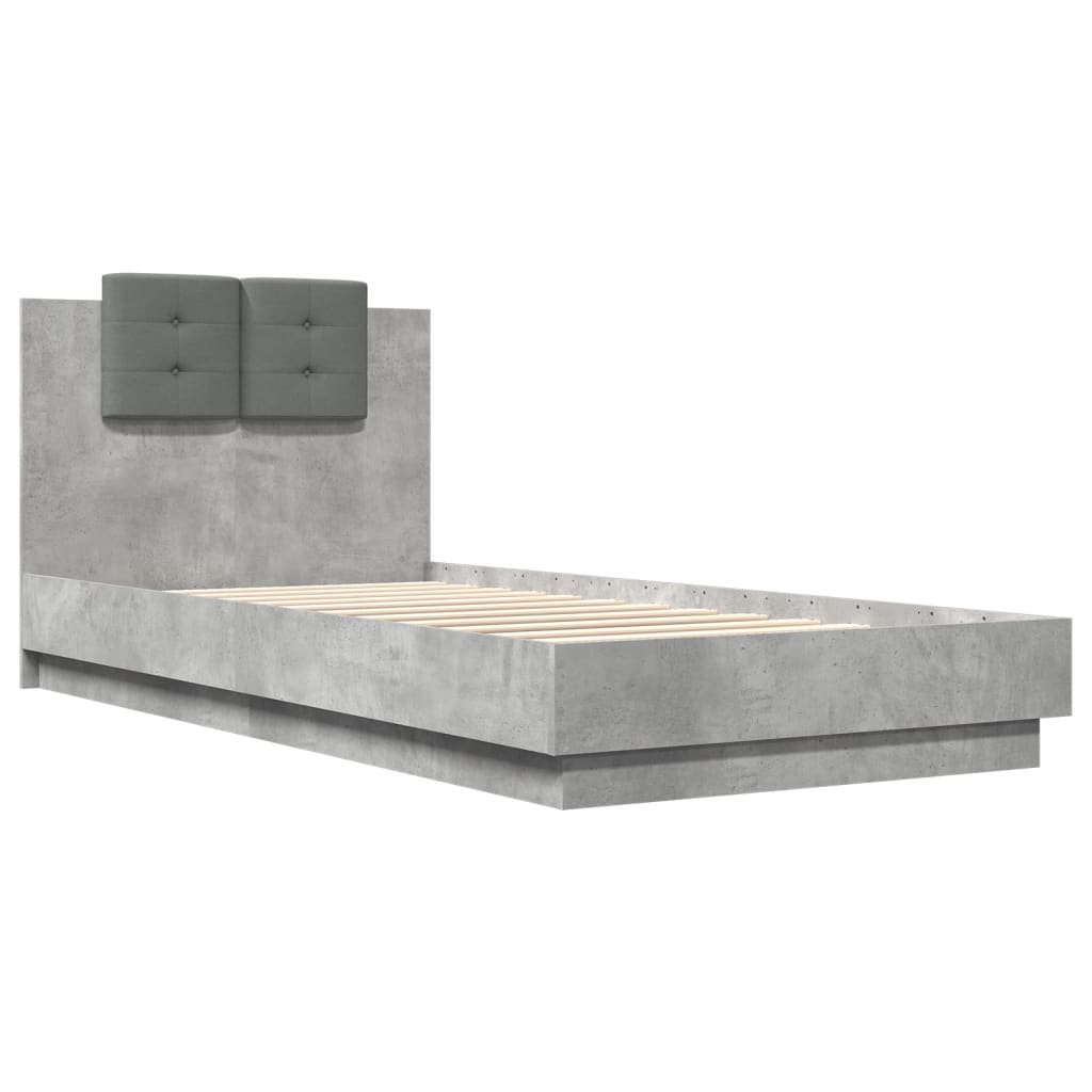 Cadre de lit sans matelas gris béton 90x200 cm