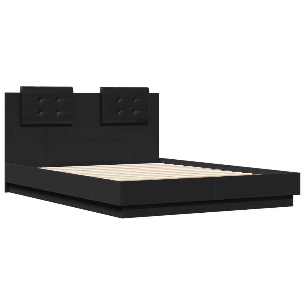 Cadre de lit sans matelas noir 135x190 cm