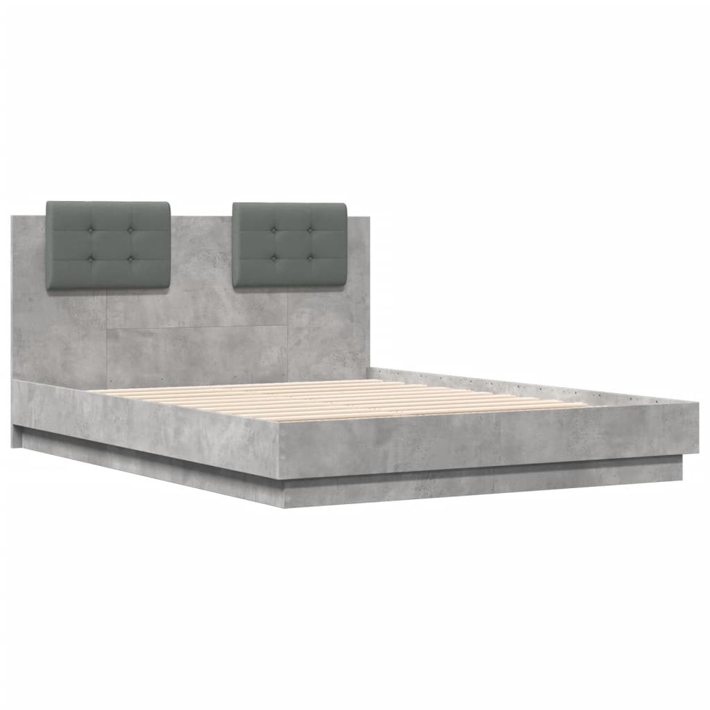 Cadre de lit sans matelas gris béton 135x190 cm