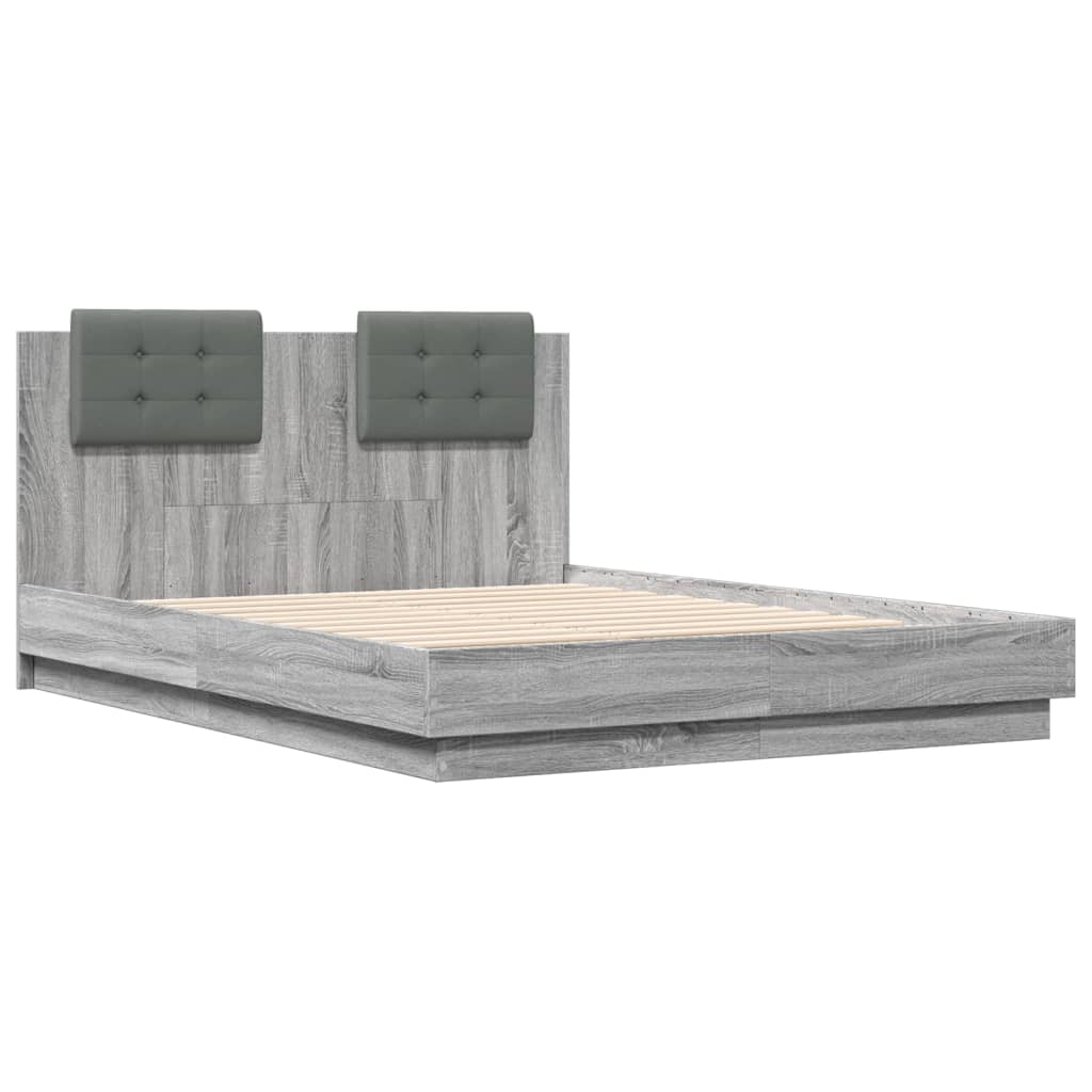 Cadre de lit sans matelas sonoma gris 135x190 cm