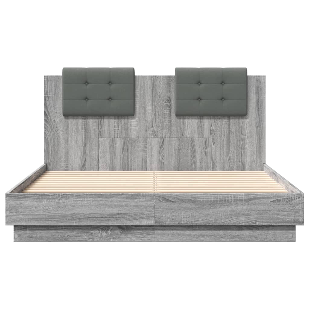 Cadre de lit sans matelas sonoma gris 135x190 cm