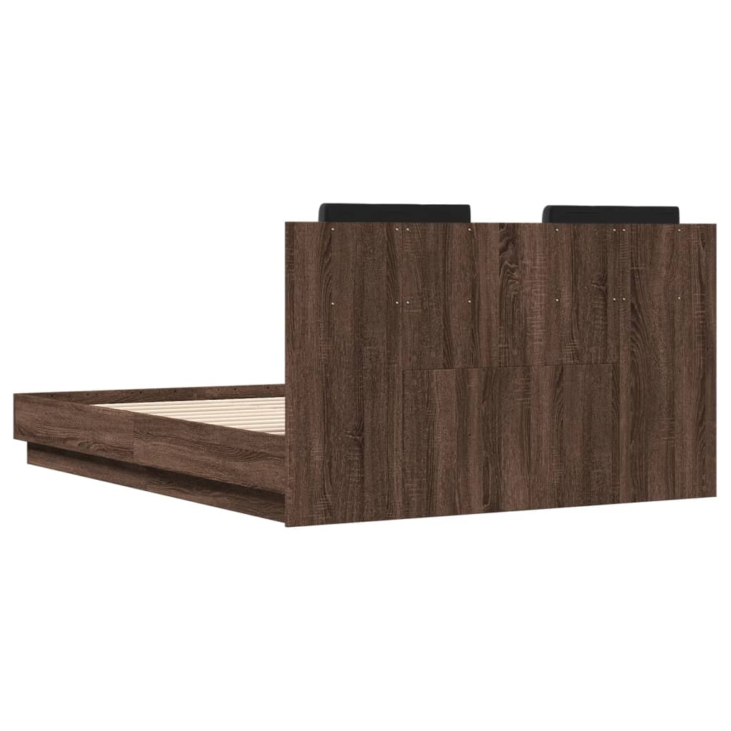 Cadre de lit sans matelas chêne marron 135x190 cm