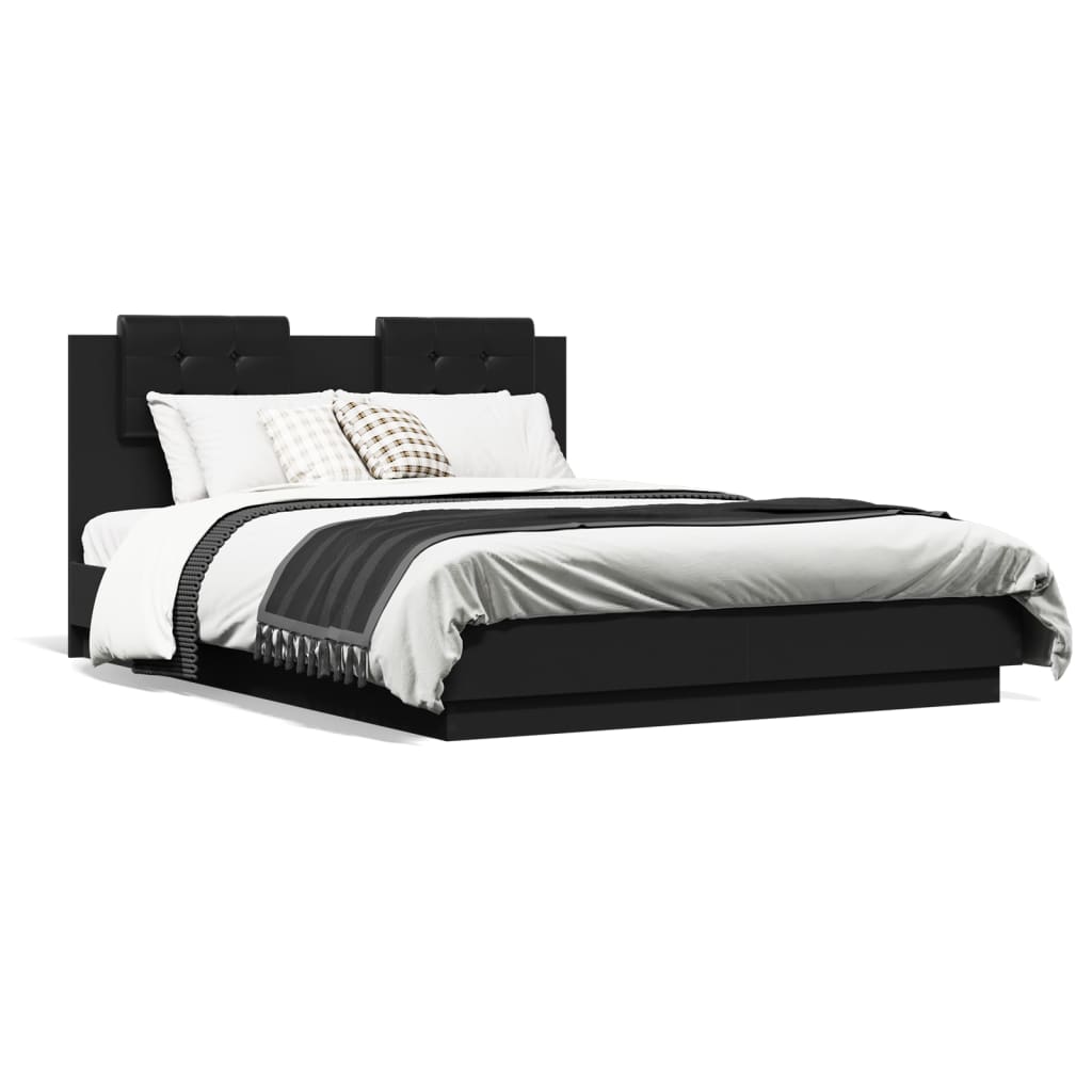 Cadre de lit sans matelas noir 120x190 cm