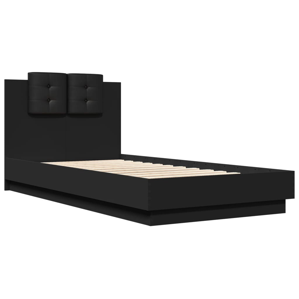 Cadre de lit sans matelas noir 90x190 cm