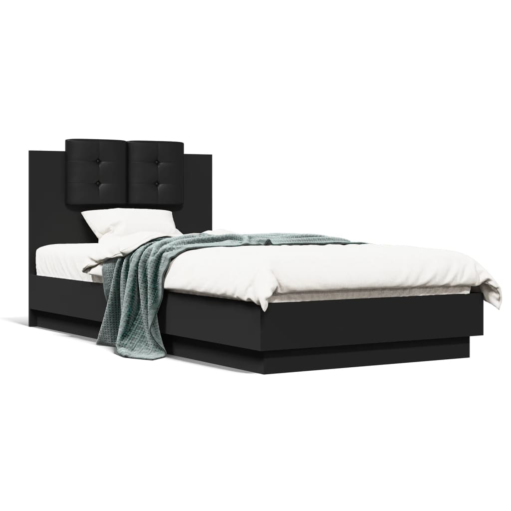 Cadre de lit sans matelas noir 75x190 cm