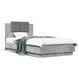 Cadre de lit sans matelas gris béton 75x190 cm