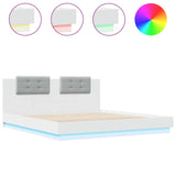 Cadre de lit avec LED sans matelas blanc 200x200 cm