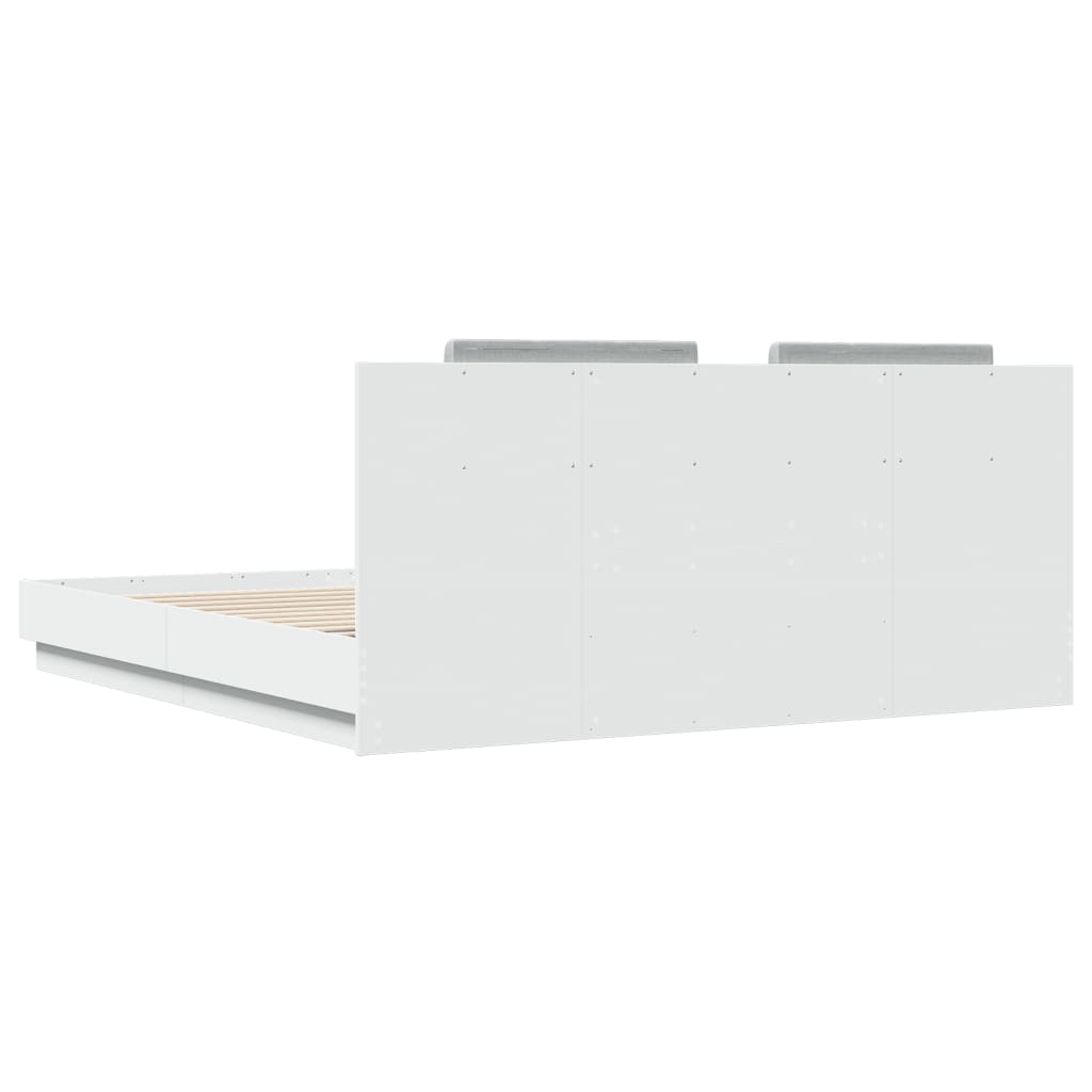 Cadre de lit avec LED sans matelas blanc 200x200 cm