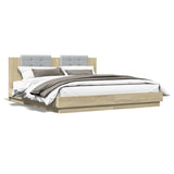 Cadre de lit avec LED sans matelas chêne sonoma 200x200 cm