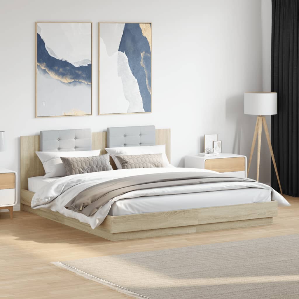 Cadre de lit avec LED sans matelas chêne sonoma 200x200 cm