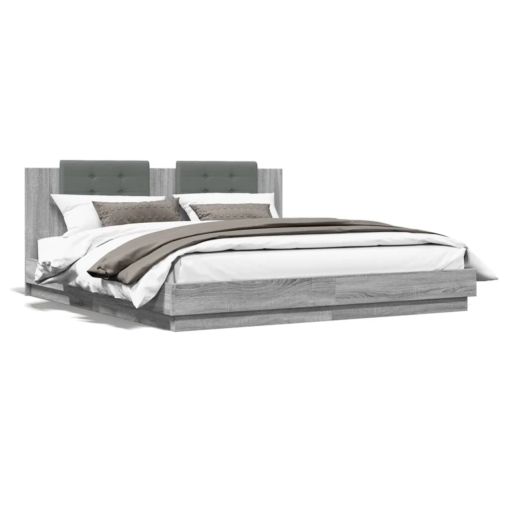 Cadre de lit avec LED sans matelas sonoma gris 200x200 cm