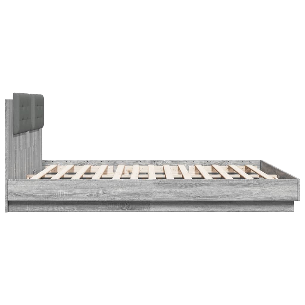 Cadre de lit avec LED sans matelas sonoma gris 200x200 cm