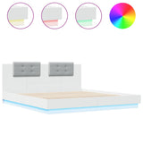 Bed frame with LED without mattress white 180x200 cm