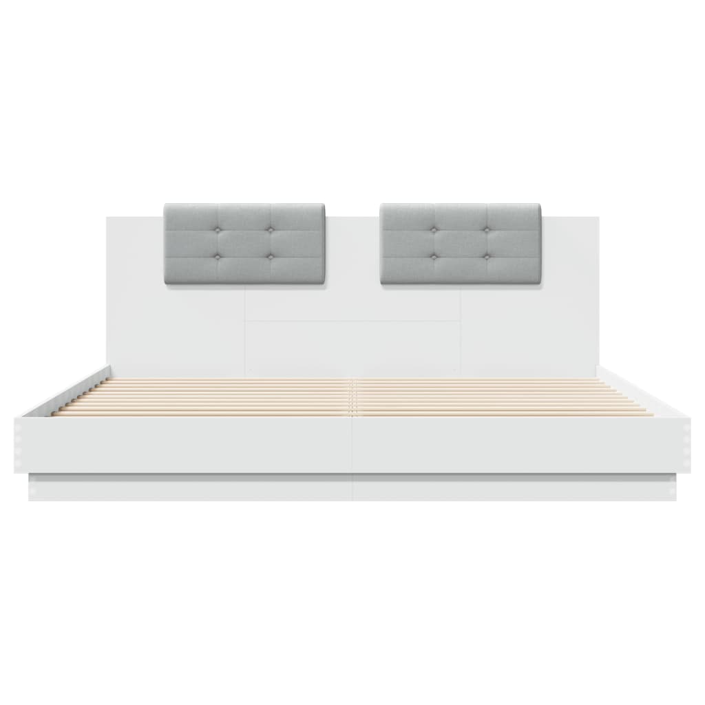 Bed frame with LED without mattress white 180x200 cm