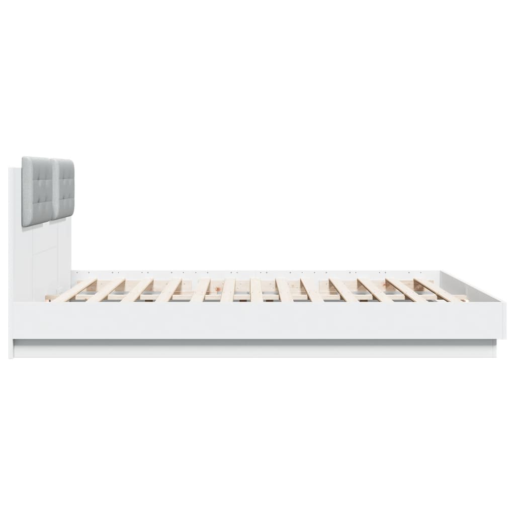 Bed frame with LED without mattress white 180x200 cm