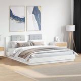 Bed frame with LED without mattress white 180x200 cm