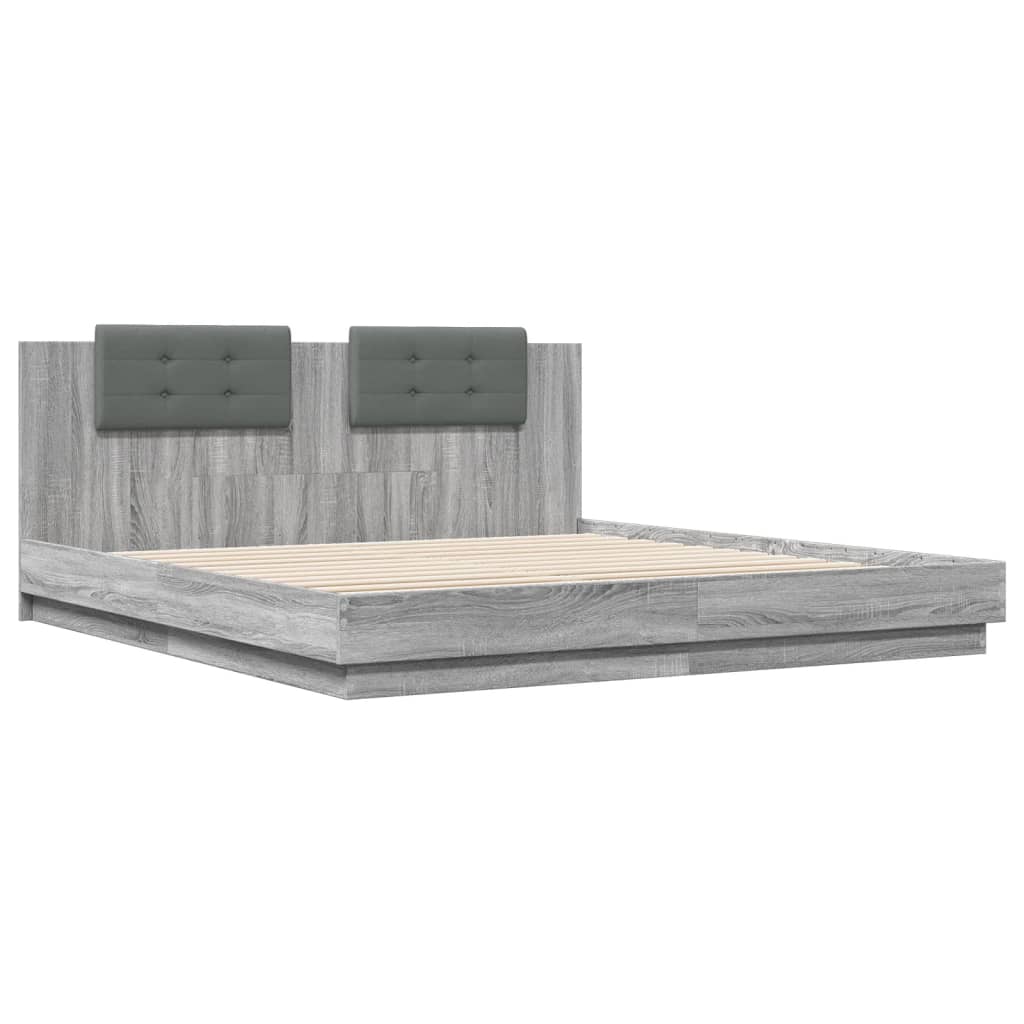 Cadre de lit avec LED sans matelas sonoma gris 180x200 cm