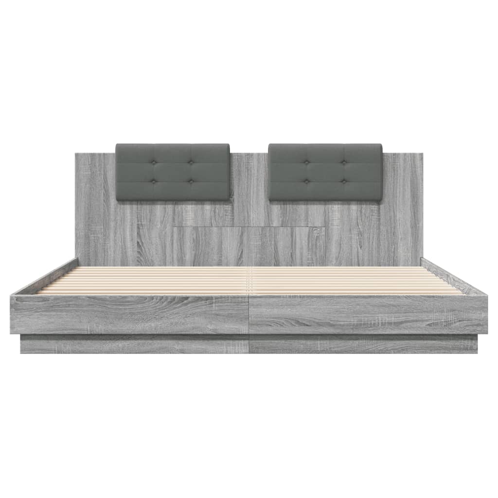 Cadre de lit avec LED sans matelas sonoma gris 180x200 cm