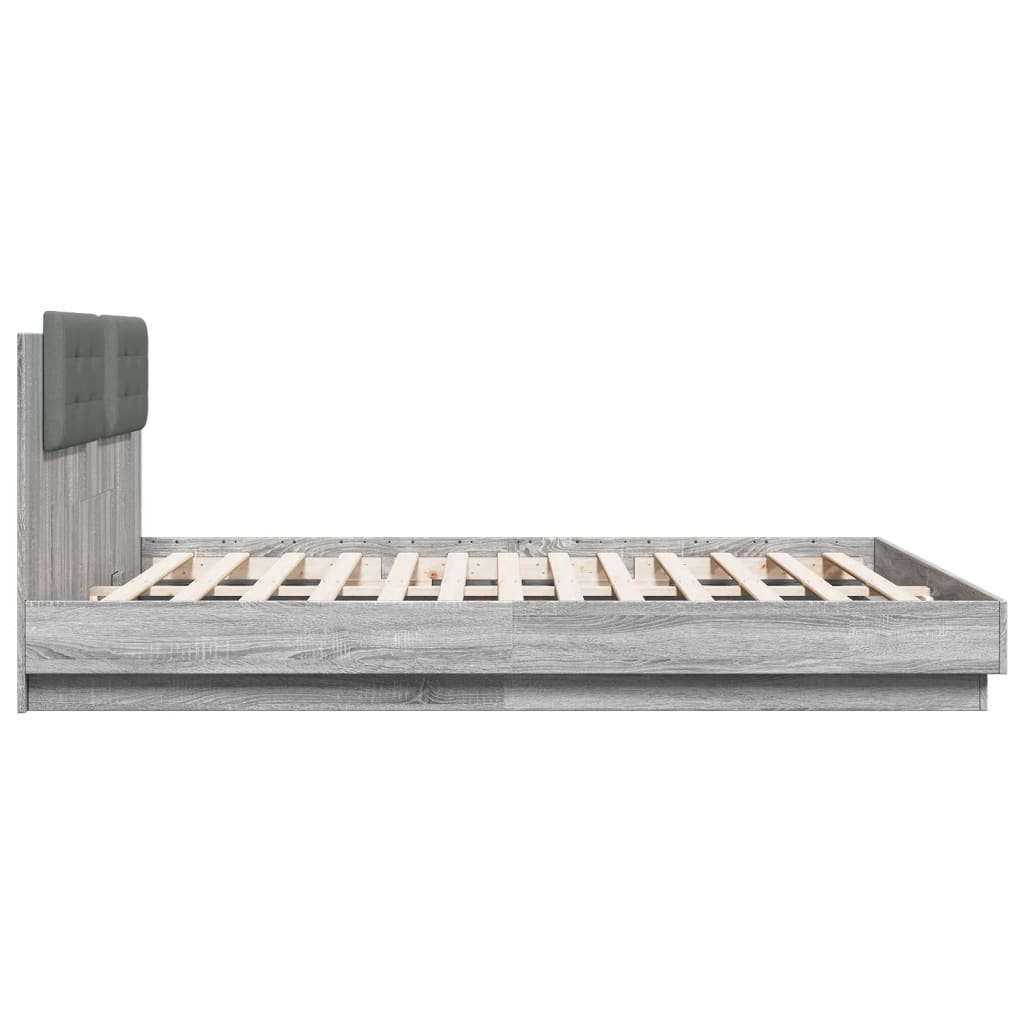 Cadre de lit avec LED sans matelas sonoma gris 180x200 cm