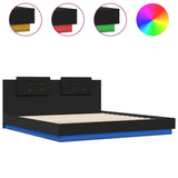 Bed frame with LED without mattress black 160x200 cm