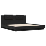 Bed frame with LED without mattress black 160x200 cm