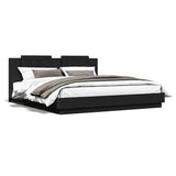 Bed frame with LED without mattress black 160x200 cm