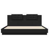 Bed frame with LED without mattress black 160x200 cm