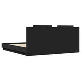 Bed frame with LED without mattress black 160x200 cm