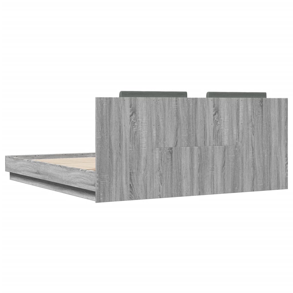 Cadre de lit avec LED sans matelas sonoma gris 160x200 cm