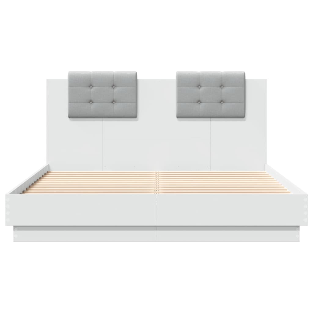 Cadre de lit avec LED sans matelas blanc 150x200 cm