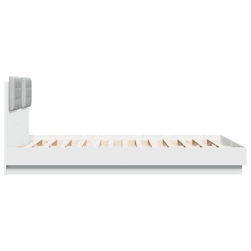 Cadre de lit avec LED sans matelas blanc 150x200 cm