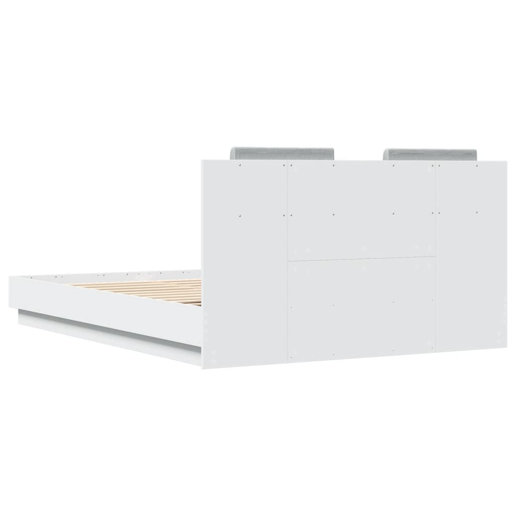 Cadre de lit avec LED sans matelas blanc 150x200 cm