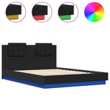 Bed frame with LED without mattress black 150x200 cm