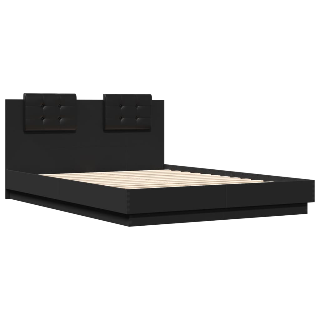 Cadre de lit avec LED sans matelas noir 150x200 cm