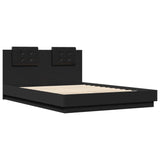 Bed frame with LED without mattress black 150x200 cm