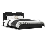 Bed frame with LED without mattress black 150x200 cm